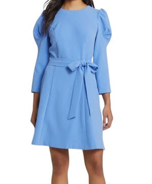 Eliza J Dress tie belt A-line blue size 8
